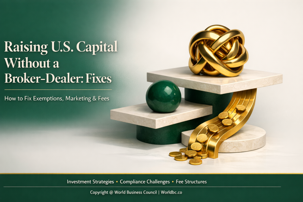 Learn what breaks when raising U.S. institutional capital without a registered broker-dealer—and how to fix exemptions, marketing, and fees.